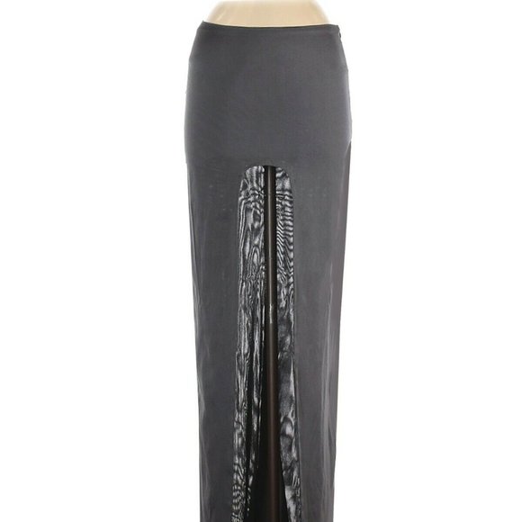 NWT $1195 HAIDER ACKERMANN Silk Maxi Cut-out Runway Skirt High-Lo Gray Charcoal - Picture 4 of 5